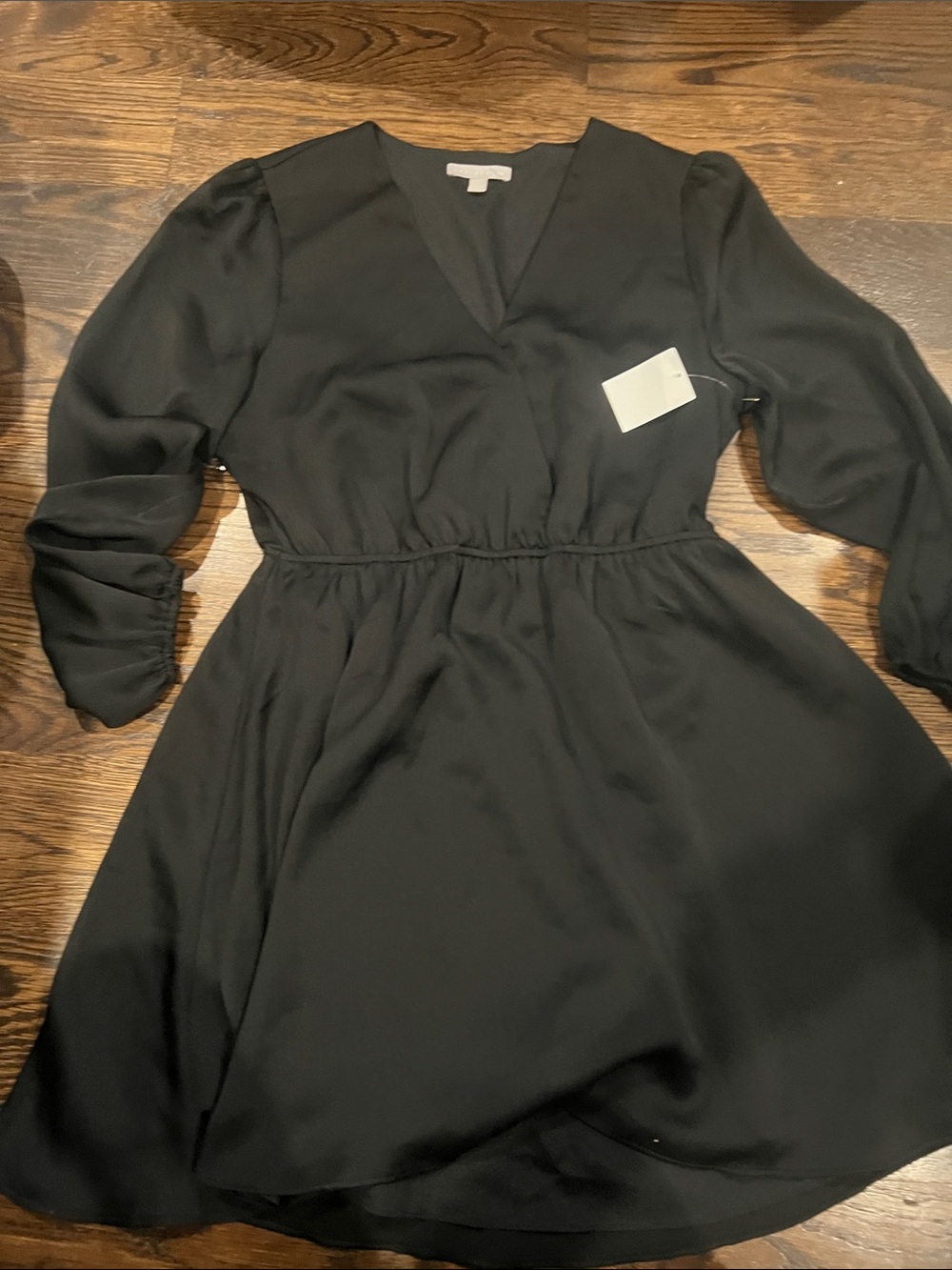 Chelsea28 Black V-Neck Mini Dress with Long Sleeves